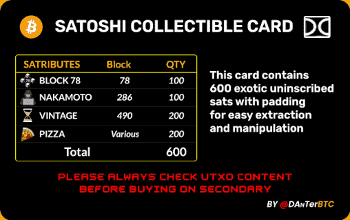 Satoshi Collectibles Cards by @DAnTerBTC Ordinals on Ordinal Hub | #14870592